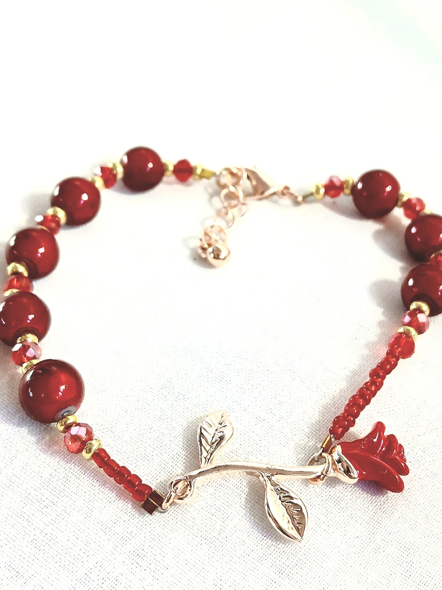Red and gold rose bracelet