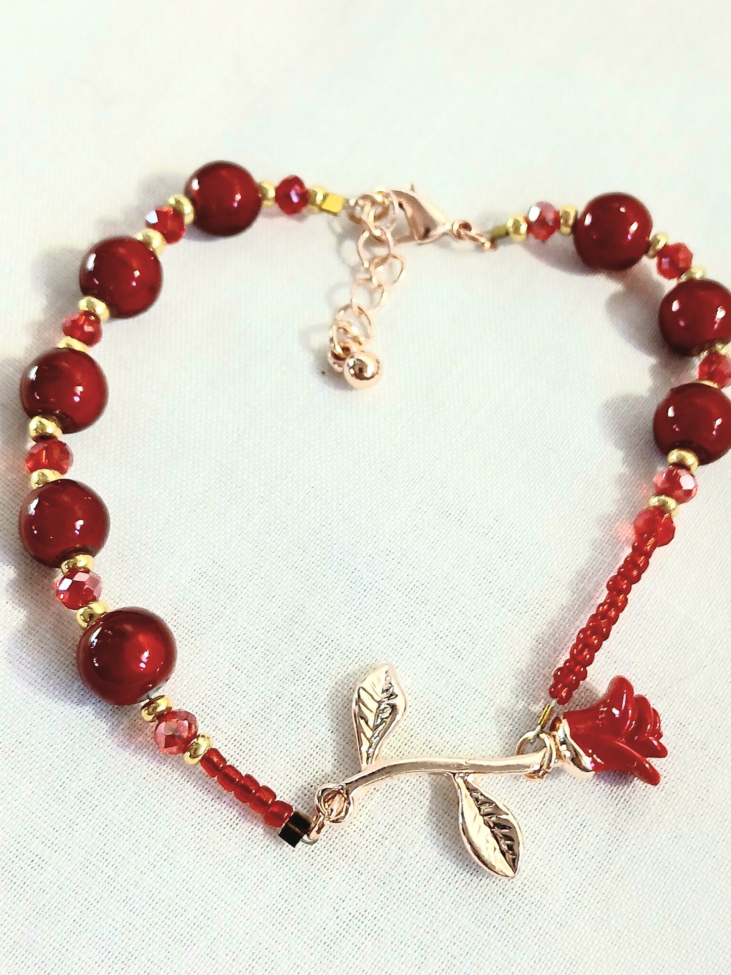 Red and gold rose bracelet