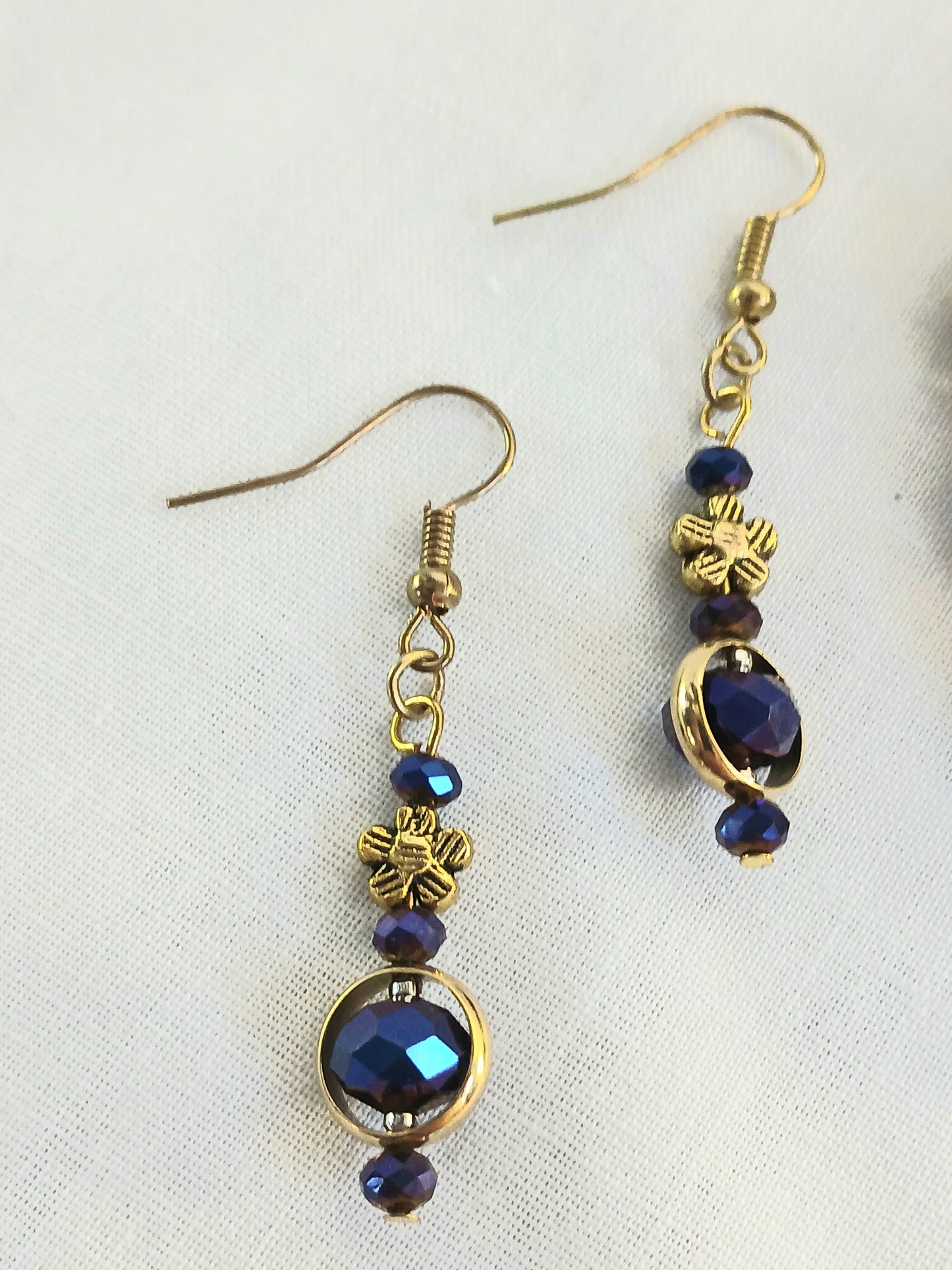 Gold and purple gilded beaded jewelry set