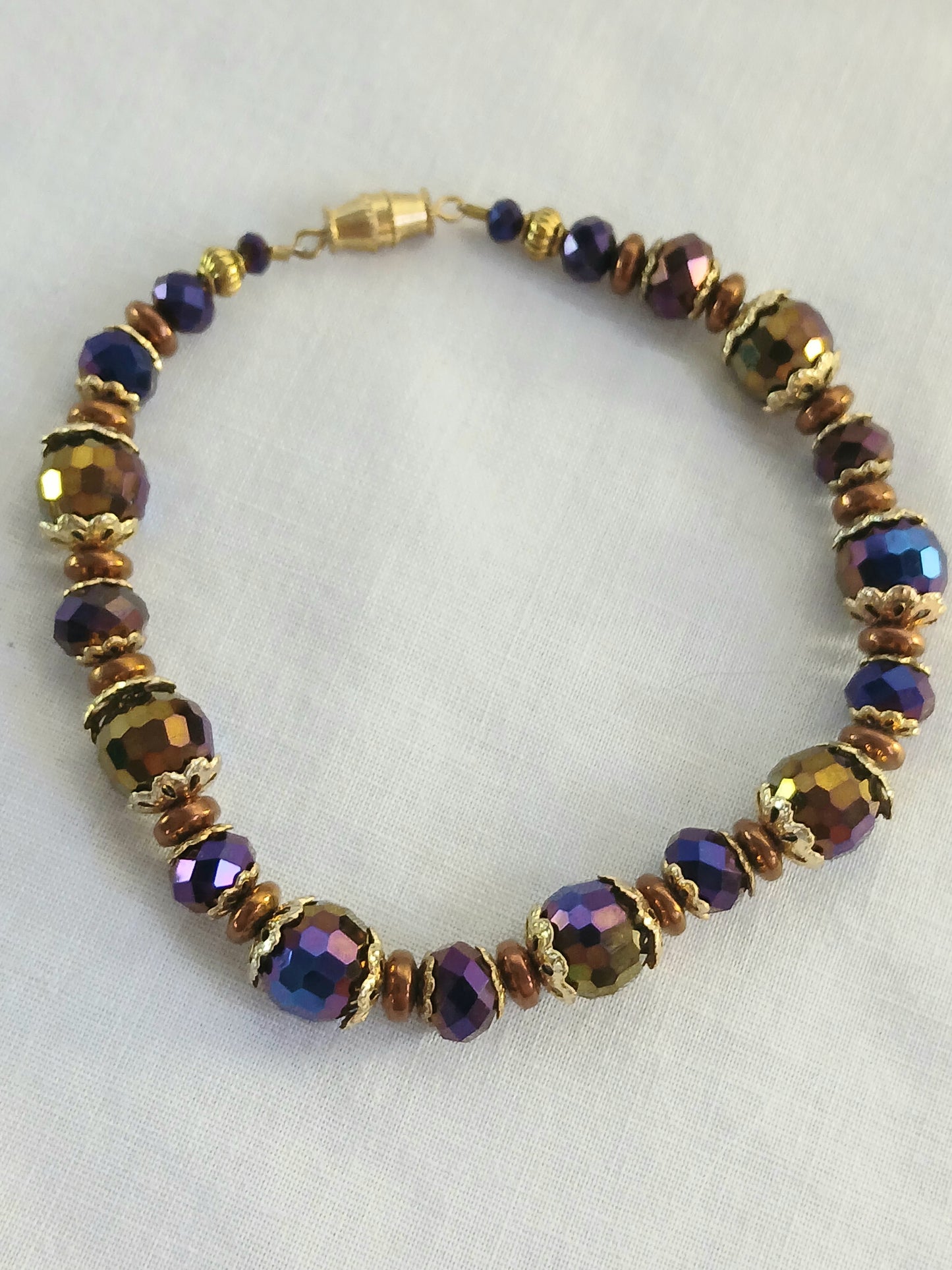 Gold and purple gilded beaded jewelry set