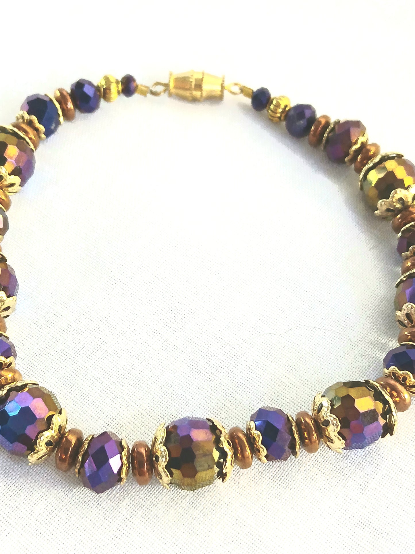 Gold and purple gilded beaded jewelry set