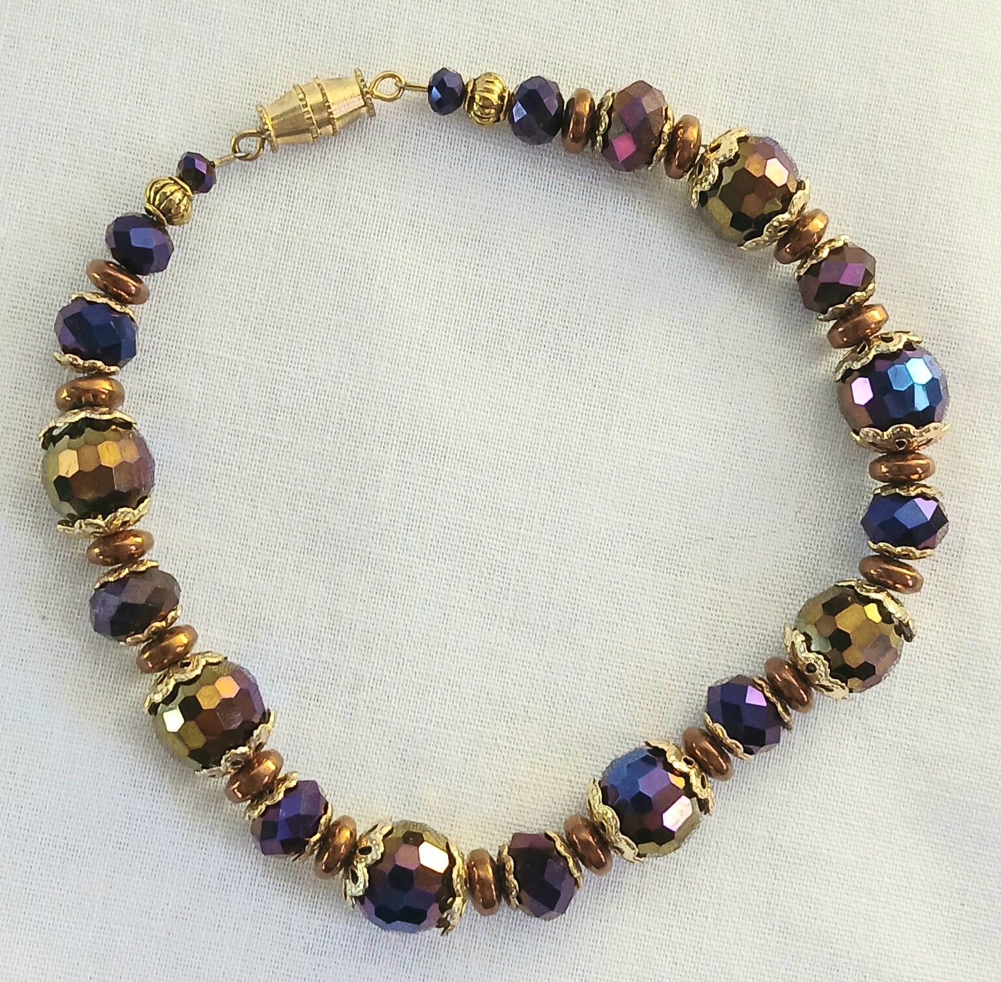 Gold and purple gilded beaded jewelry set