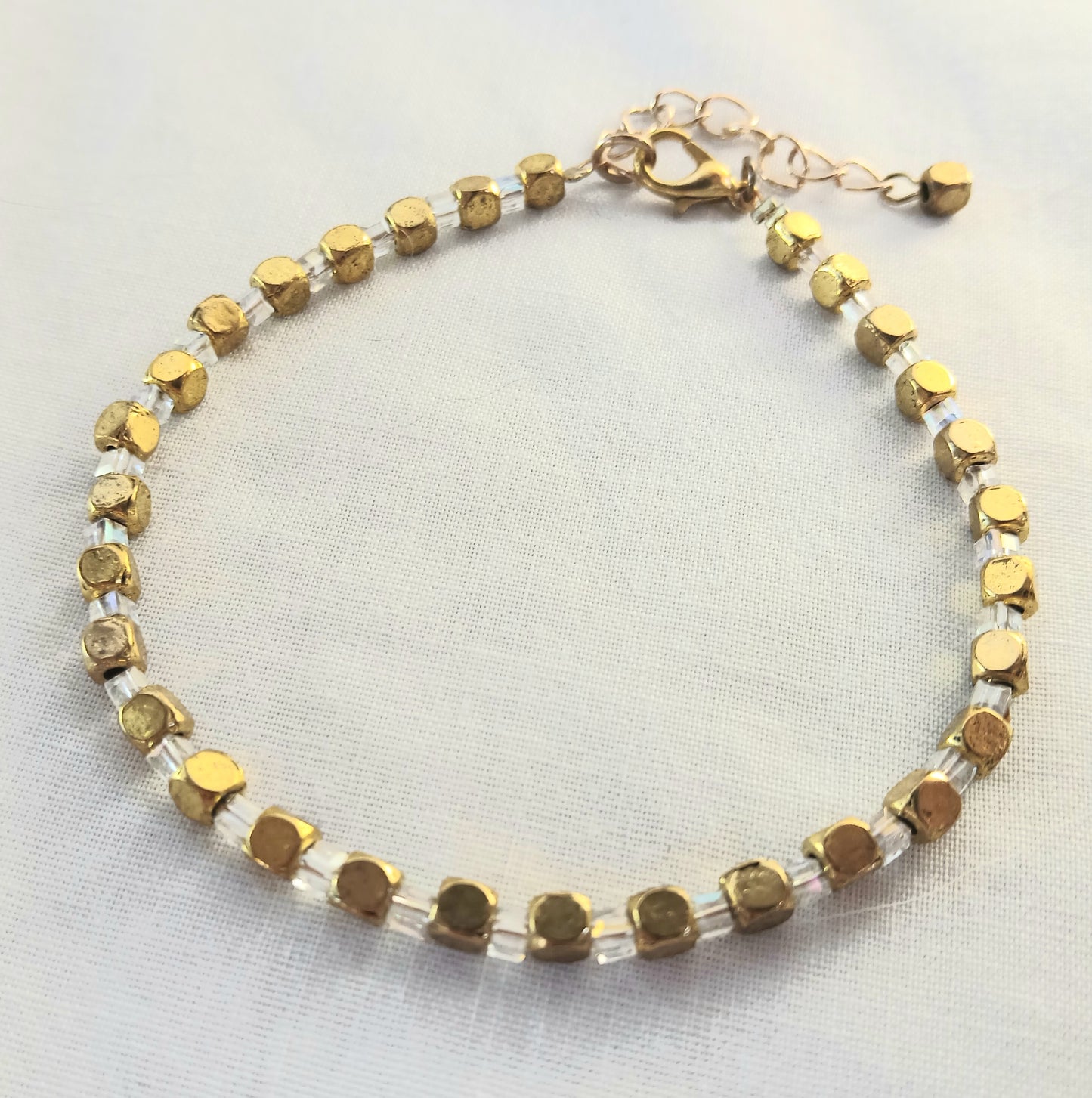 Gold cube bead bracelet