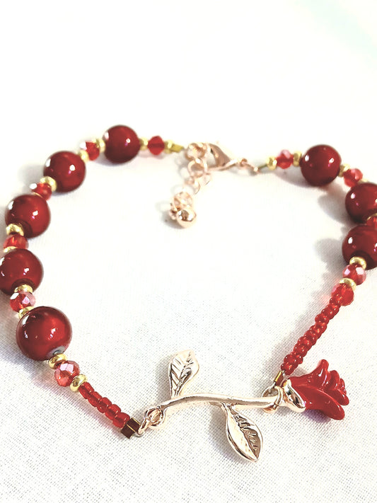 Red and gold rose bracelet